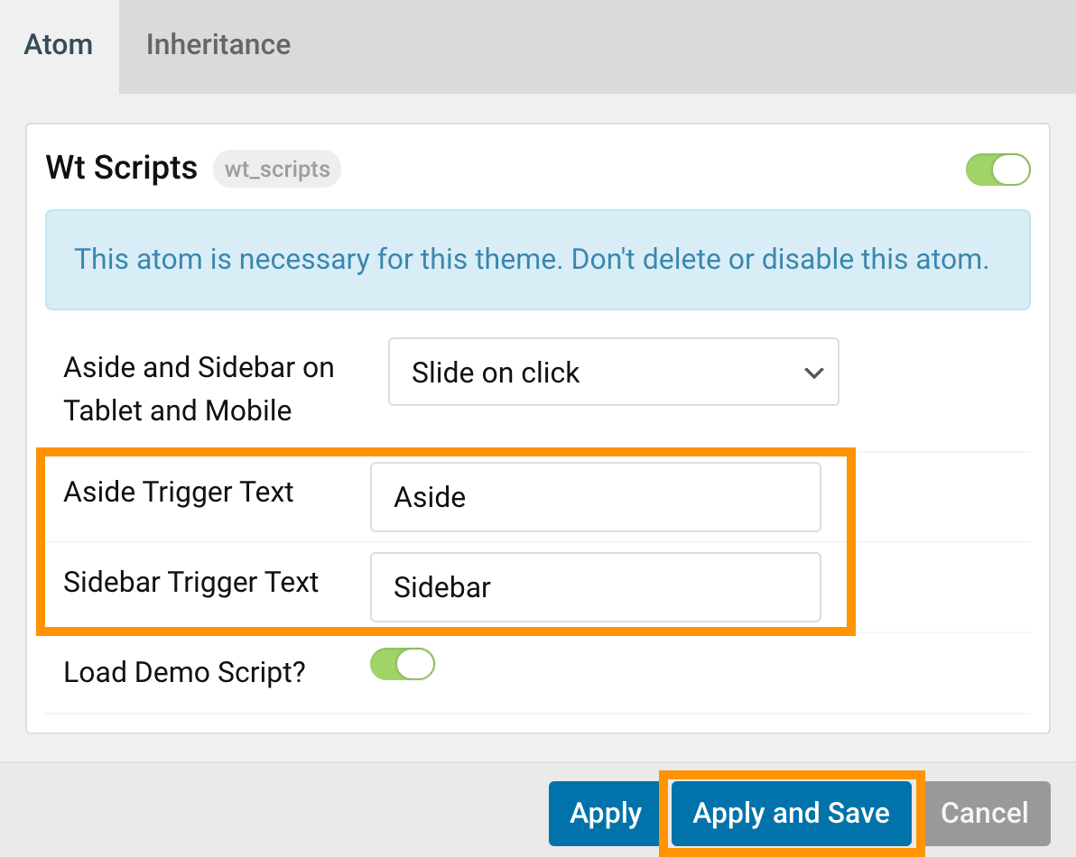 atom wt scripts settings