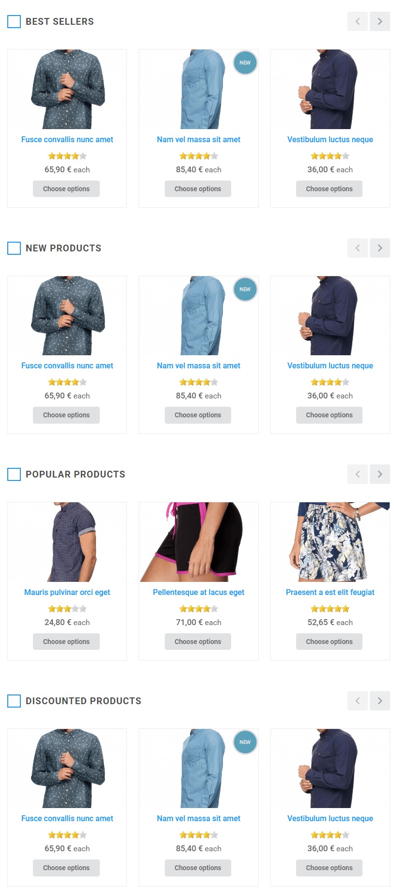 Home page - Best Sellers, New Products, Popular Products, Discounted Products