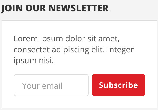 Home Page- Sidebar (Sign up for newsletter)