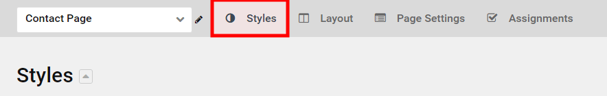 Default styles tab