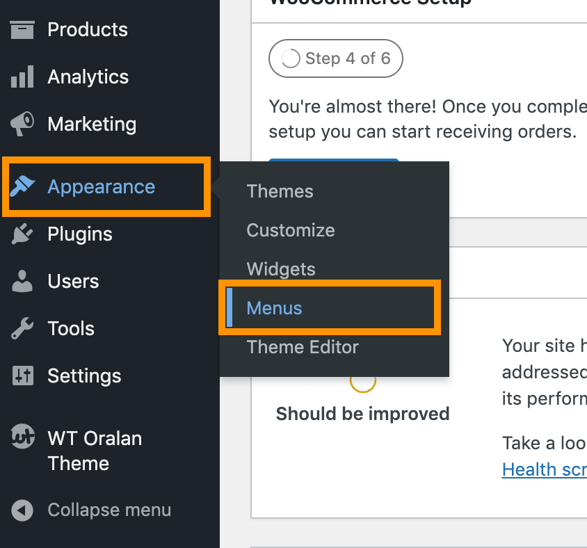 global click appearance menu