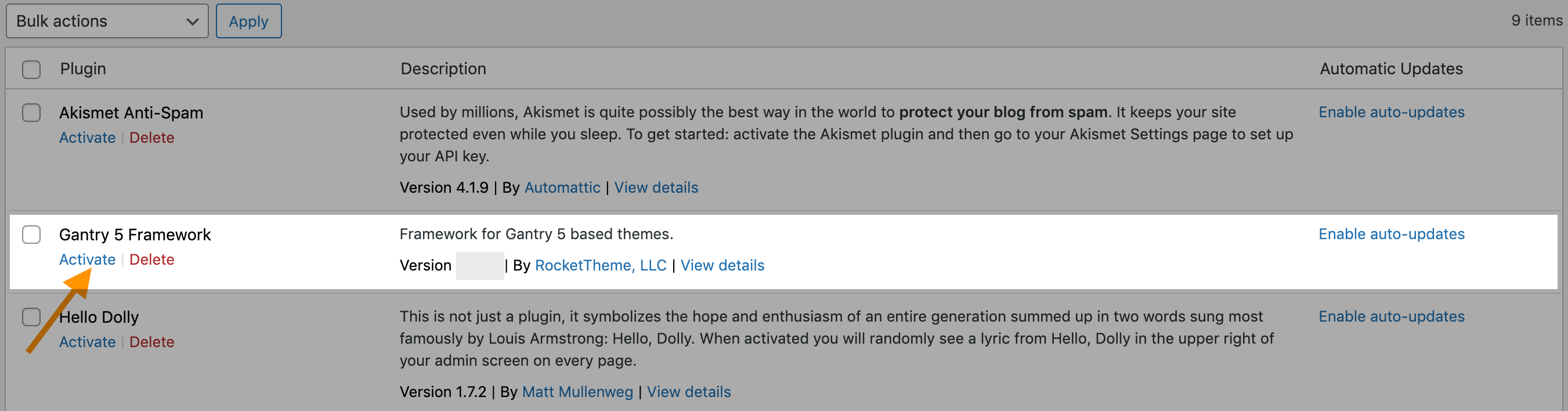 global gantry5 plugin activate