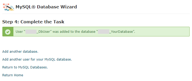 Database Successfully Created