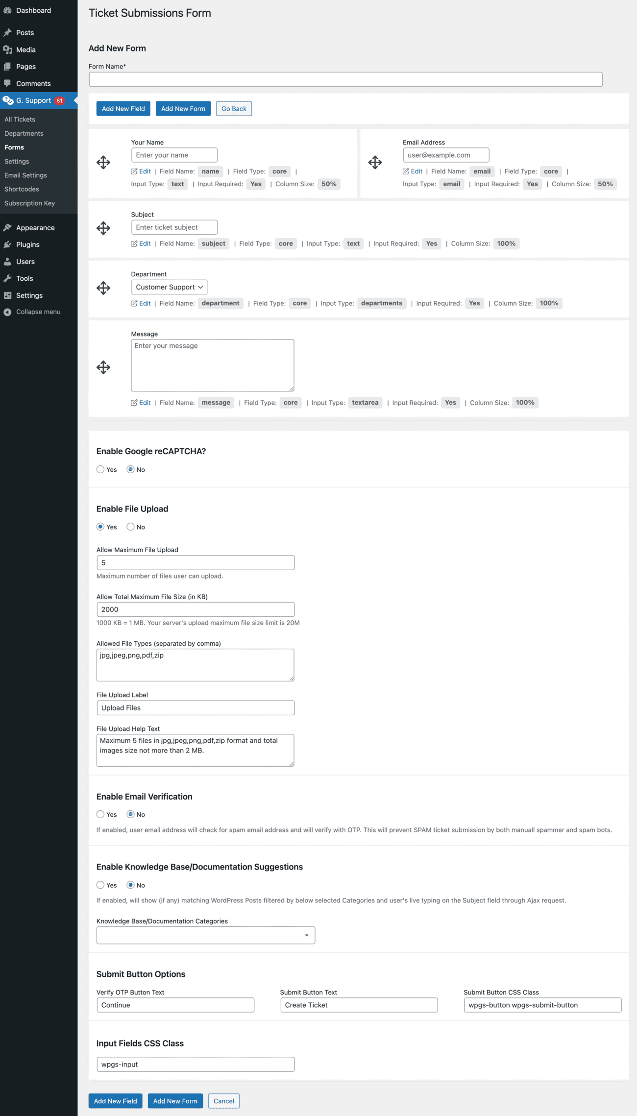 Guest support form