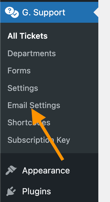 Guest support email settings