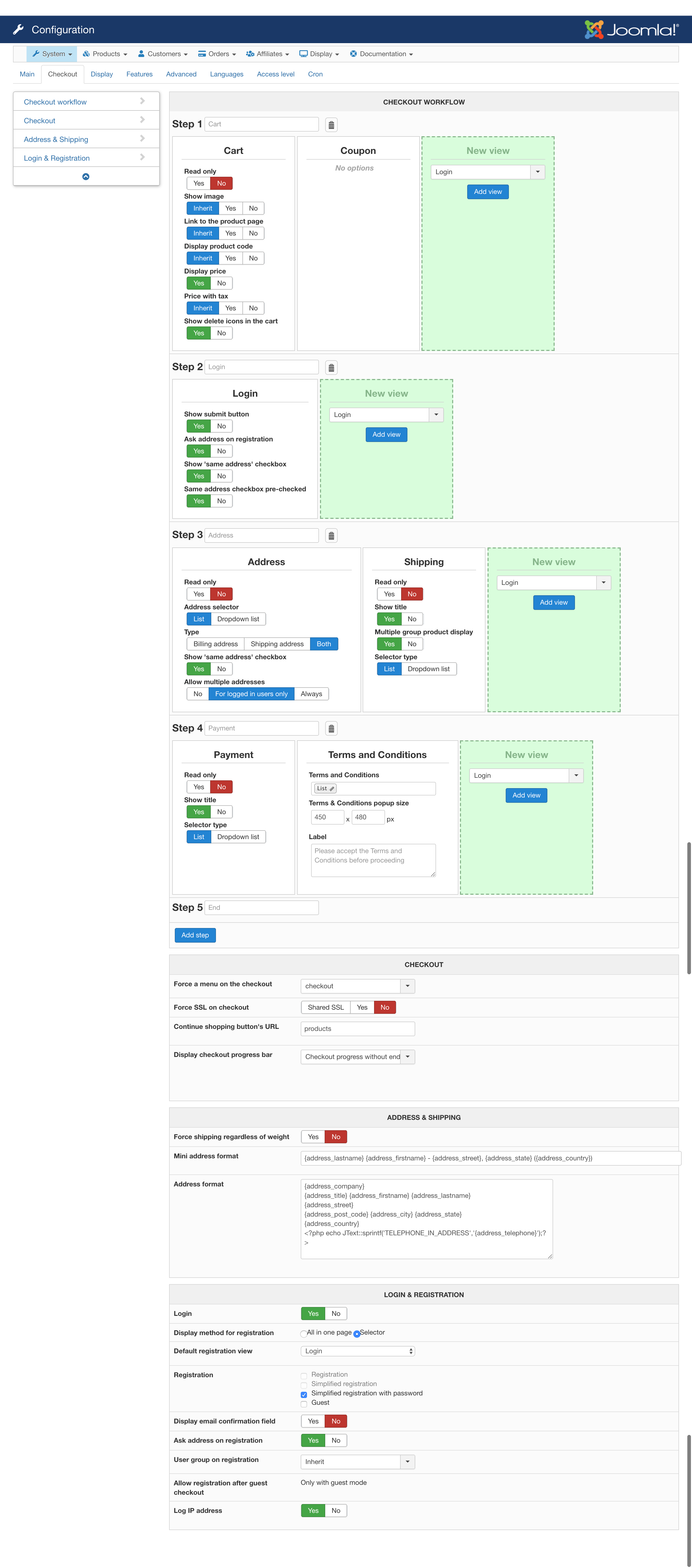 HikaShop Settings