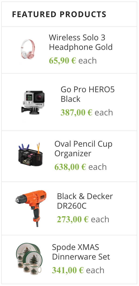 Sidebar Features Products (HikaShop)