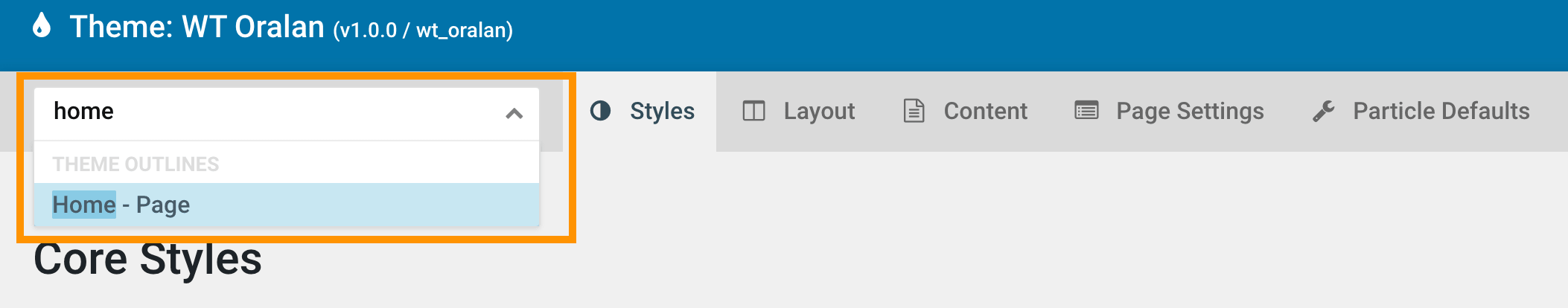 outline select home page