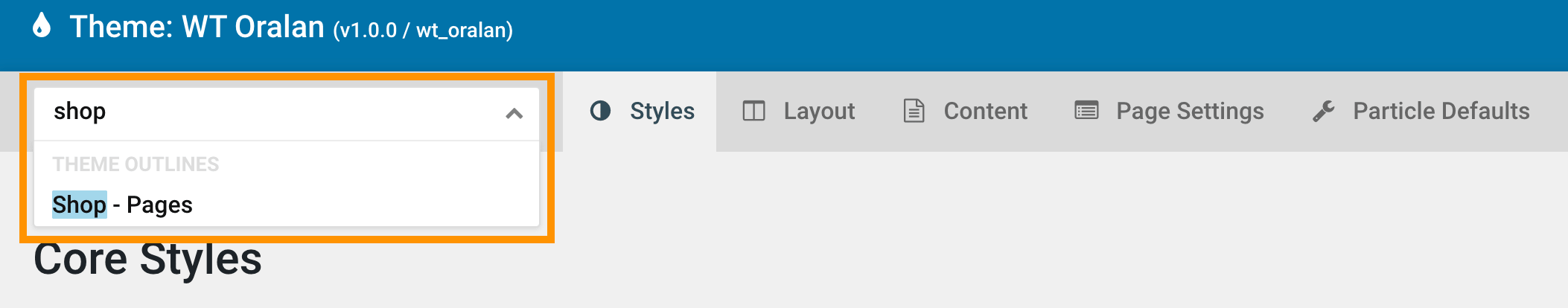 outline select home page