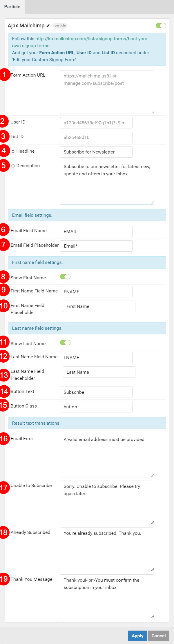 Mailchimp particle