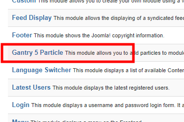 Select module joomla type