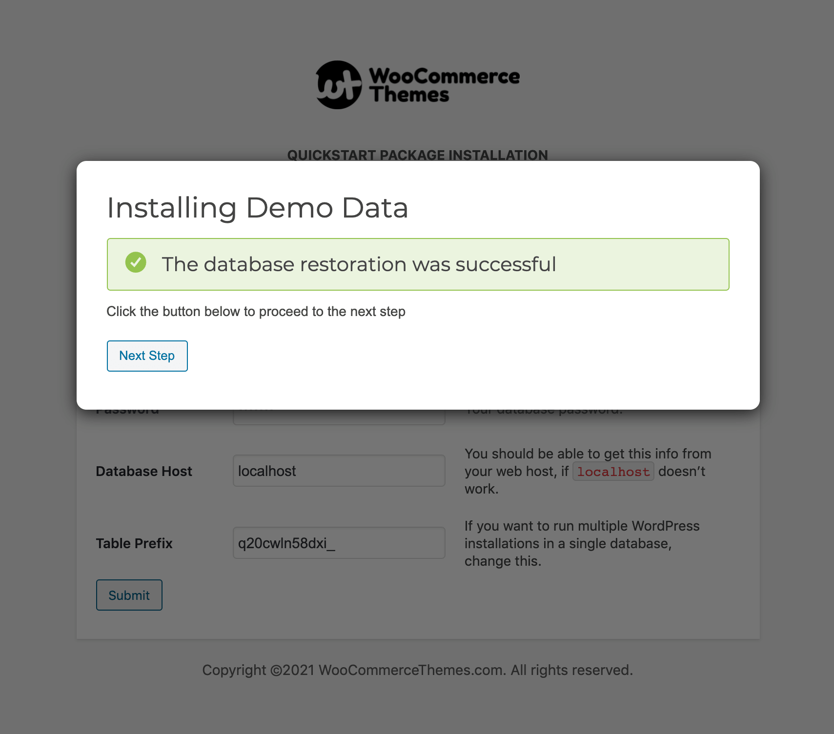 quickstart 3 db success next