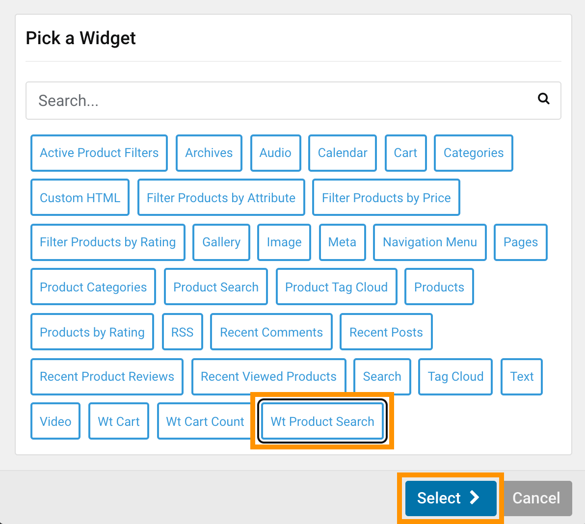 search select search widget