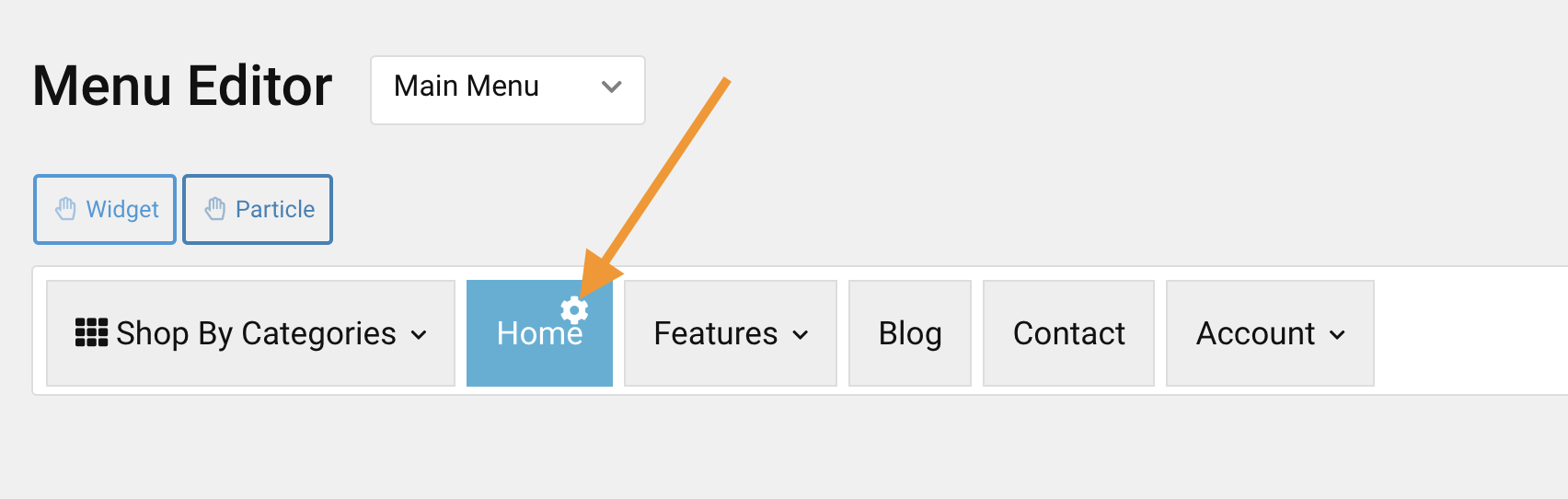 theme home menu config