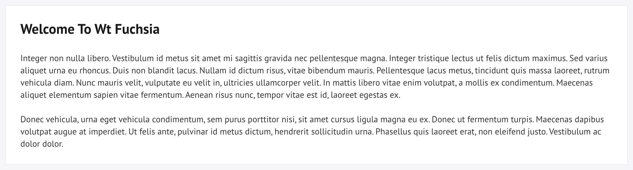 fuchsia welcome text