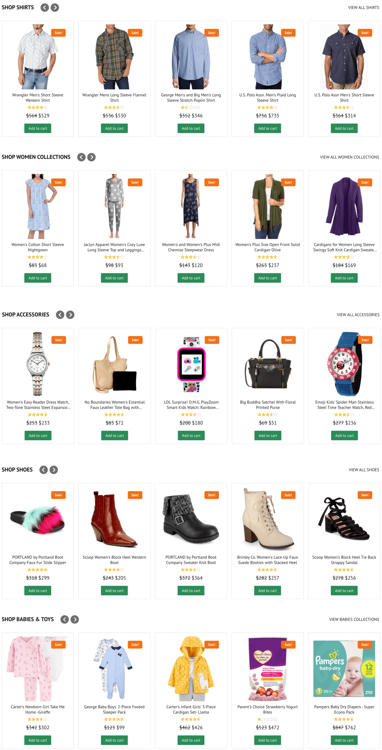 seagreen products carousels