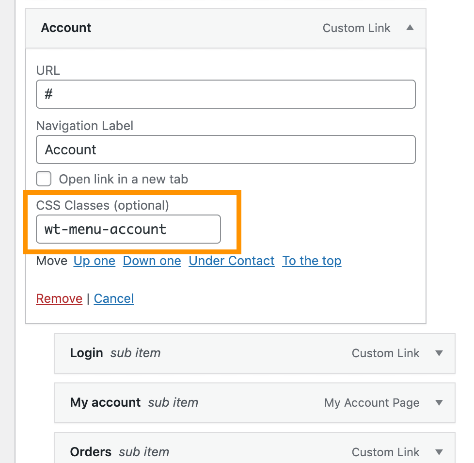 login menu add class