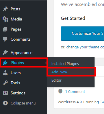 WordPress add plugins