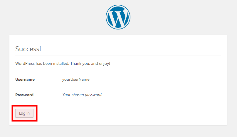 WordPress installation - run the installation