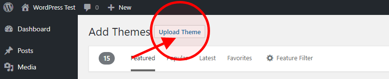 Upload wordpress theme